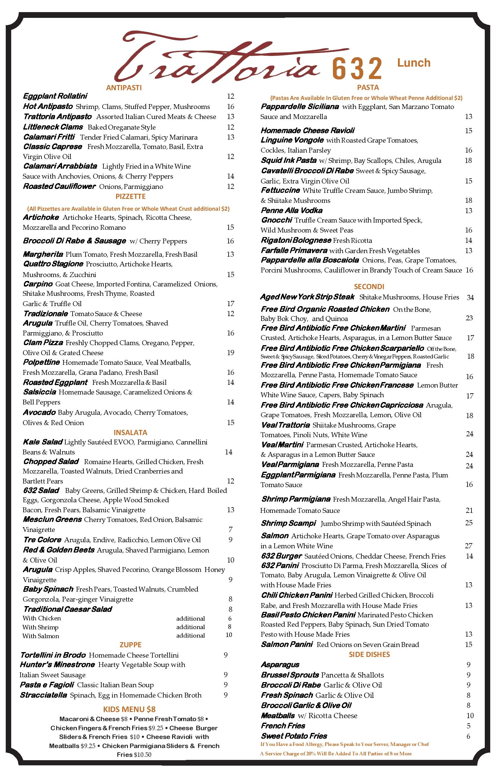Menu — trattoria 632